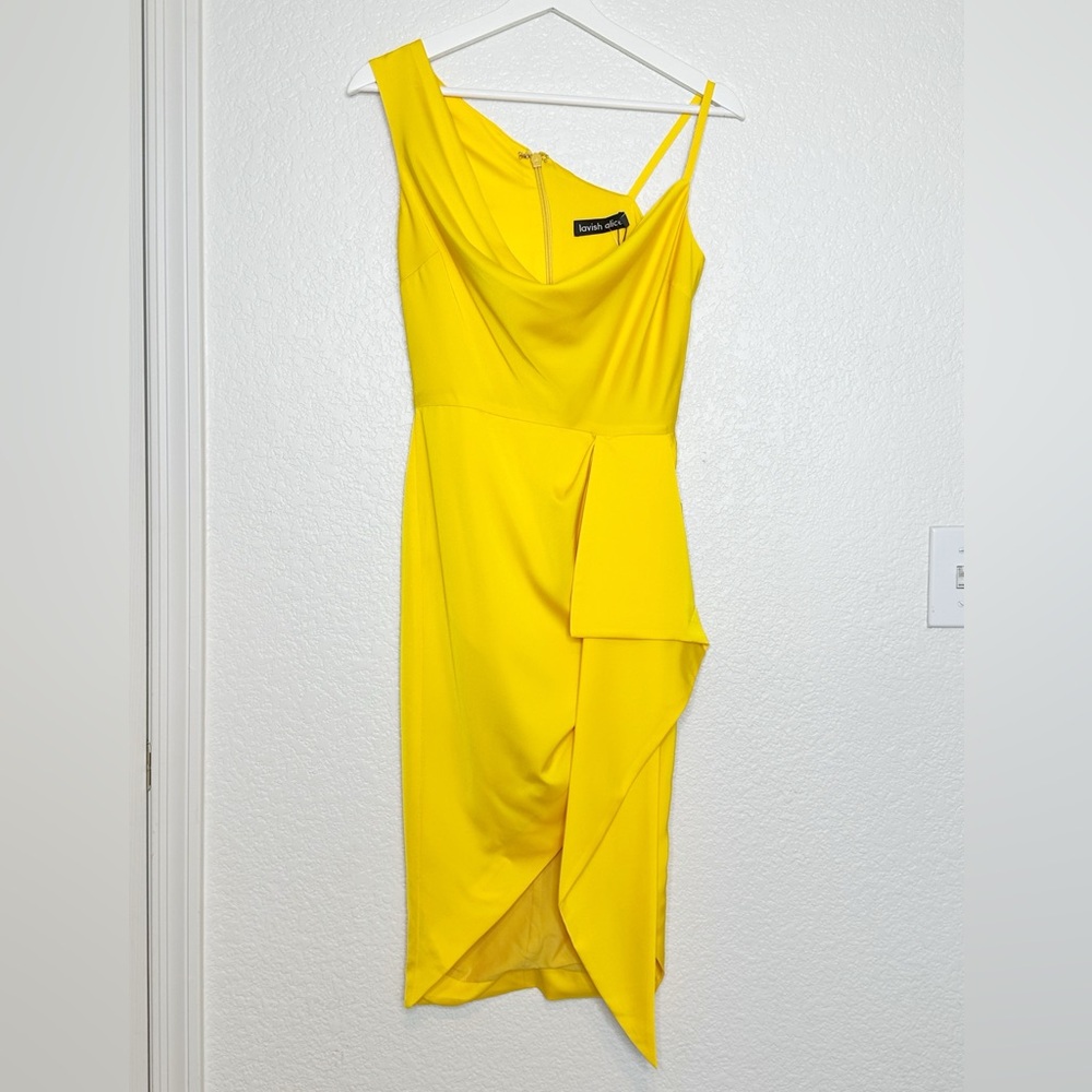 Lavish Alice Vibrant Yellow Asymmetrical Dress - Picture 4 of 8